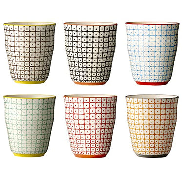 Bloomingville Becher Carla - Kaffeetassen Teetasse ohne Henkel, rot orange blau grün, Keramik, 6er Set im Sale